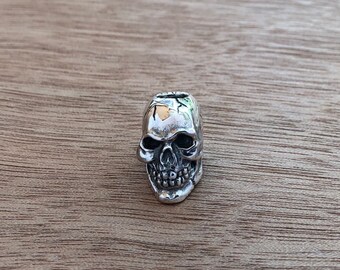 Sterling Silver Skull Bead, Paracord, Lanyard Bead (21x13mm)