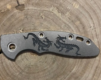 Handmade titanium scale with Dragon for Hinderer Xm-18 3.0" (frame lock).