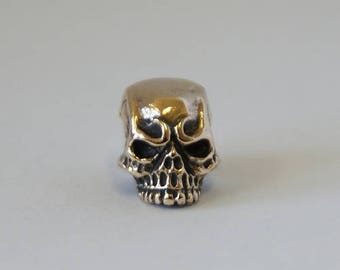 Bronze Skull Head Bead , Goth Skull Bead, Skull Beads, Bronze Bead, Vertical Skull Bead, Horizontal Skull Bead