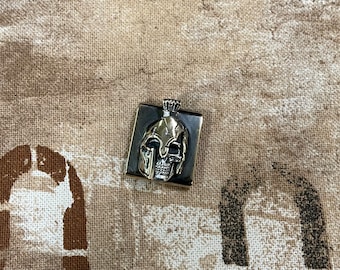 Hand made bronze Molle clip with  Spartan skull, tactical, military, edc, gear
