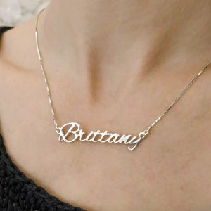 925 Zilver - Gepersonaliseerde naam - Naamplaatketting - Scriptnaamketting - Cursief lettertype - Bretagne
