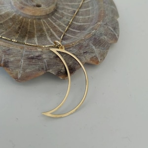 14k Solid Gold - Moon Necklace - Tiny Gold Moon - Crescent Necklace - Dainty Necklace - Moon Pendant - Gift For Her - Celestial Necklace