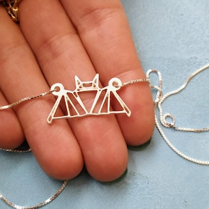 925 Sterling Silver - Bat Necklace - Bat Pendant - Origami Pendant - Bat Charm - Geometric Necklace - Silver Bat Necklace - Halloween Gift