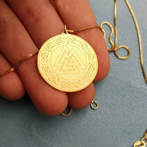 Valknut Necklace - Trinity Knot Amulet - Viking Pendant - Odin Triangles - Norse - Men Jewelry - Gift - 925 Silver - 14k Solid Gold