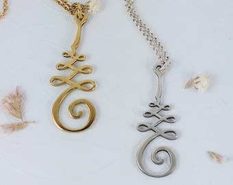 Unalome Necklace Pendant Women Yoga Gift Necklace - Dainty Meditation Necklace Boho Bohemian Necklace - 925 Silver - 14k Solid Gold