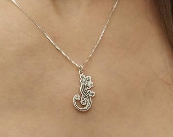 Lizard Necklace - Reptile Charm - Animal Jewelry - Gift For Him - Men Pendant - Christmas Gift - 925 Silver - 14k Solid Gold
