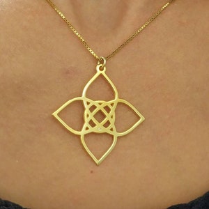Gold Plated - Celtic Knot Necklace - Irish Pendant - Irish Jewelry- Ireland Necklace - Endless Knot Gift - Flower Knot - Love Symbol