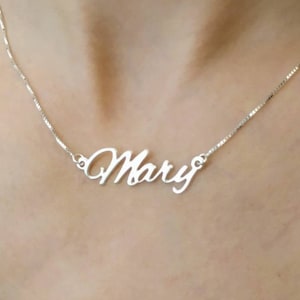 925 Silver - Customized - Name Necklace - Script Name Pendant - Cursive Nameplate - Mary