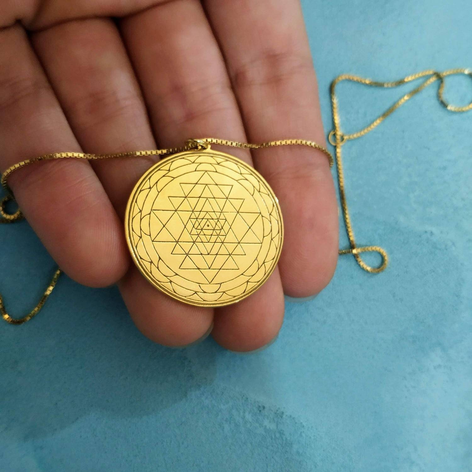 Sri Yantra Pendant Sacred Geometry Shri Yantra Necklace Merkaba