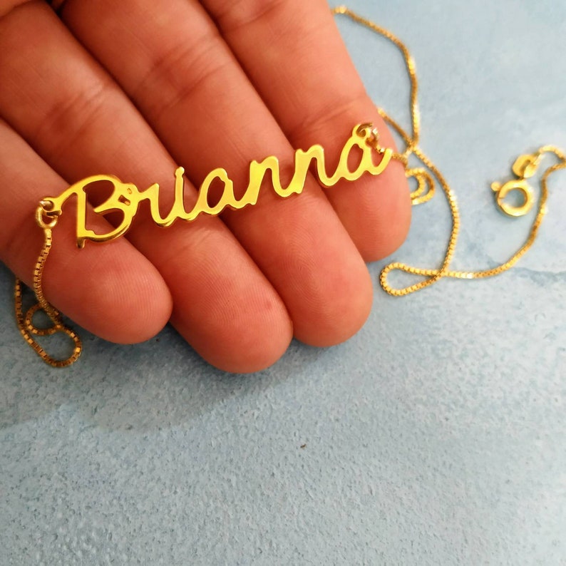 Gold Name Necklace 14k Gold Nameplate Personalized Jewelry Etsy