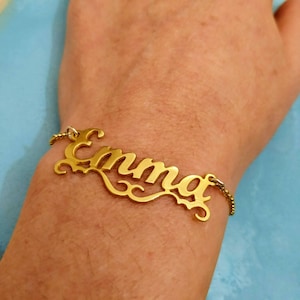 Solid 14K - Yellow Gold - Personalized - Name Bracelet - Gold Name Bracelet - Bracelet with Name - Mom Bracelet - Personalized Gift - Emma