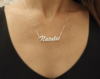 925 Sterling Silver Nameplate Necklace 