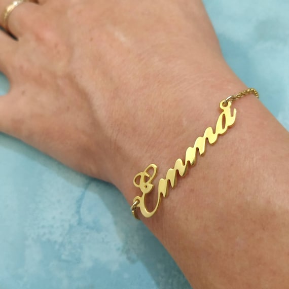 Buy 14k Gold Name Bracelet , Gold Name Bracelet , Curb Chain Bracelet ,  Personalized Jewelry , Personalized Gift, Gift for Her, Mothers Day Gift  Online in India - Etsy