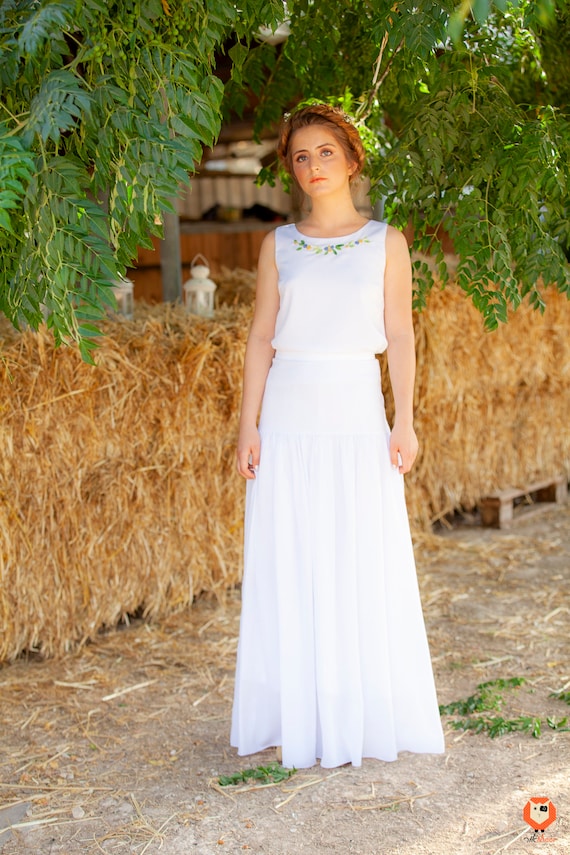 Boho Abito da sposa Mano Embroided Top Bridal Top e Gonna | Etsy Italia