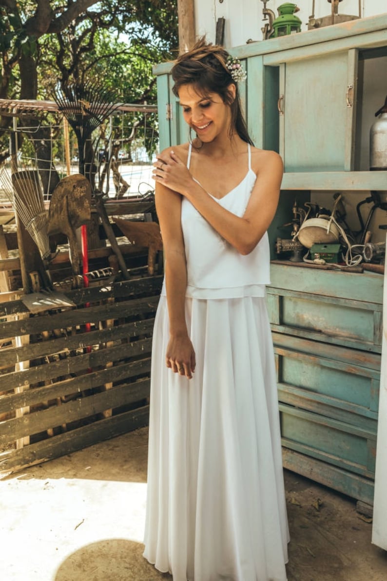 Two Piece Wedding Dress Two Piece Bridal Gown Simple Etsy
