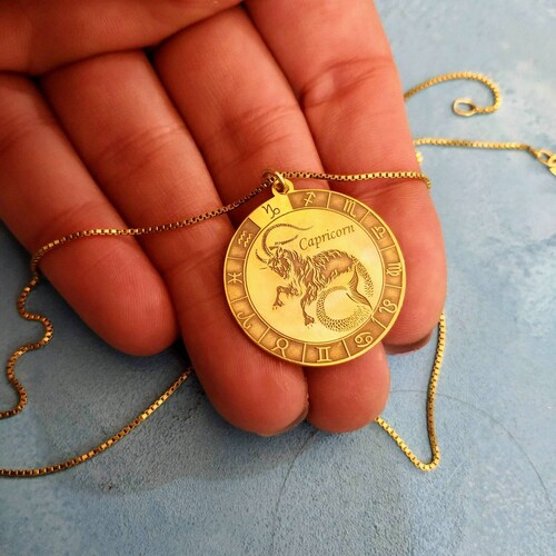 14k Real Gold Capricorn Necklace Zodiac 
