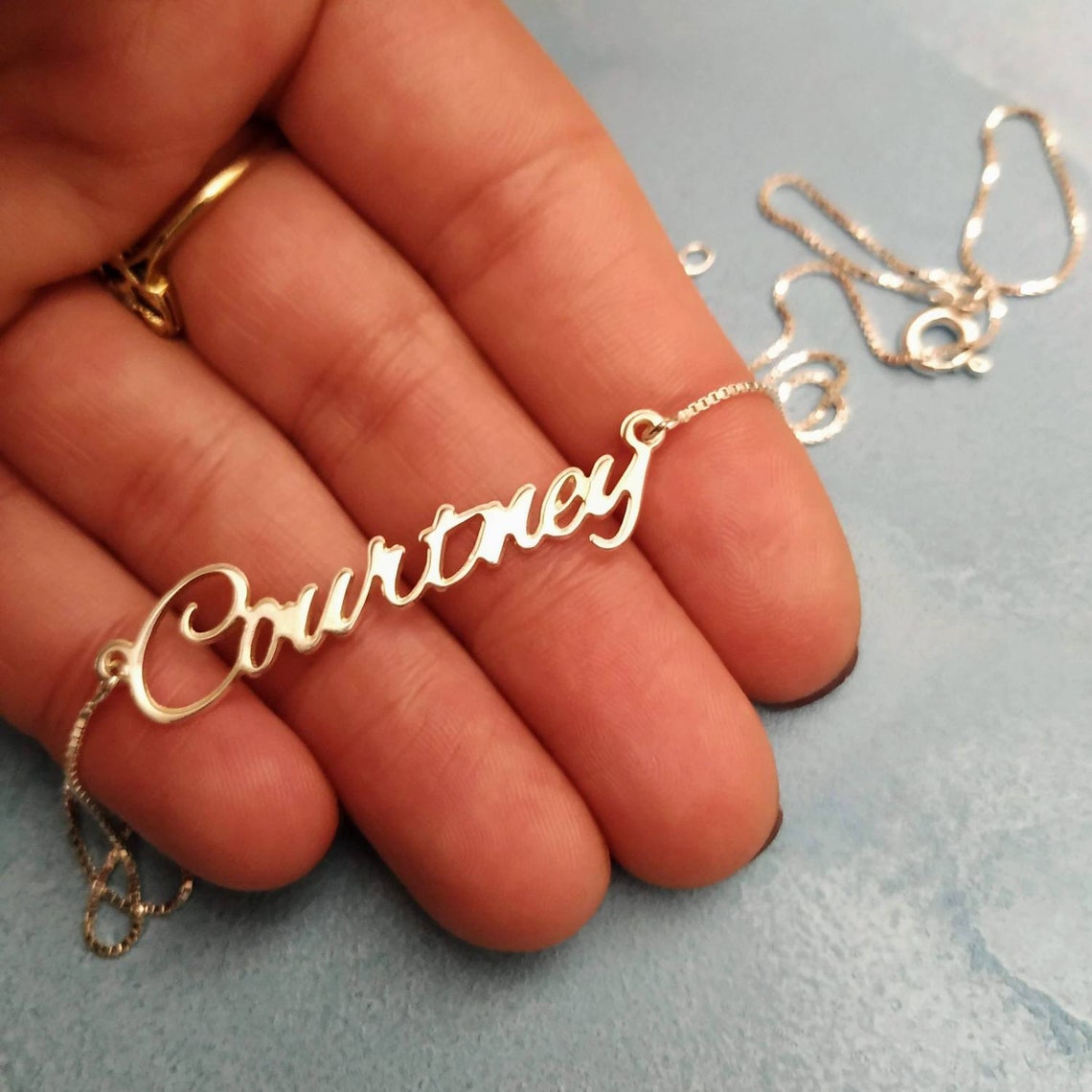 925 Silver Name Chain Personalized Pendant Silver Name Etsy