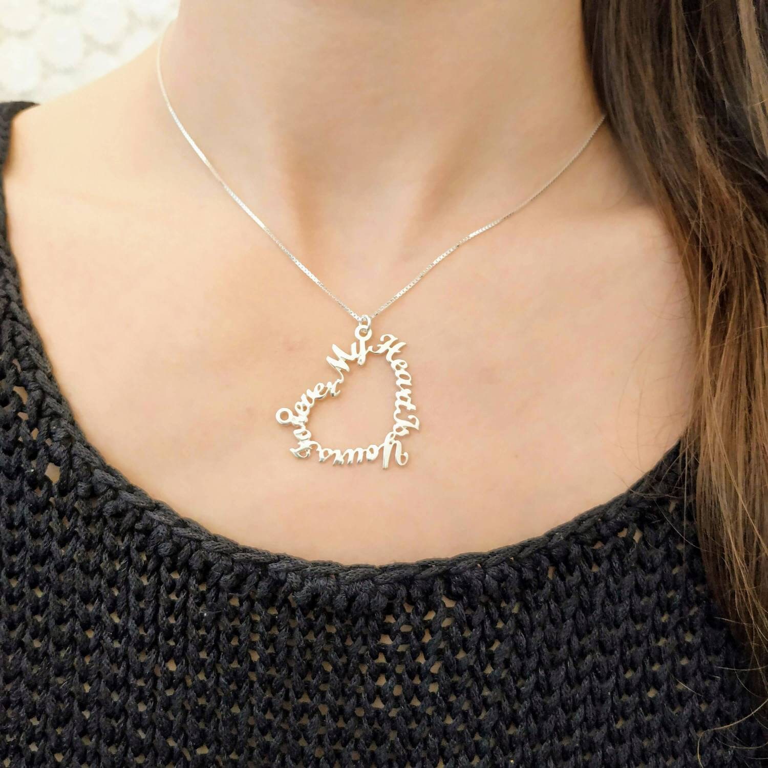 Silver Heart Sentence Nameplate 