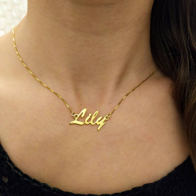 14k Real Gold Custom Name Chain Personalized Gifts Etsy
