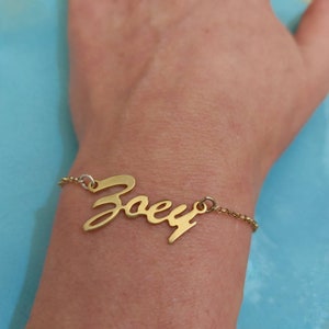 Script Name Bracelet - Custom Gold Name - Personalized Jewelry - Handwriting Jewelry - Name Bracelet - Valentines Gift - Girl Jewelry - Zoey