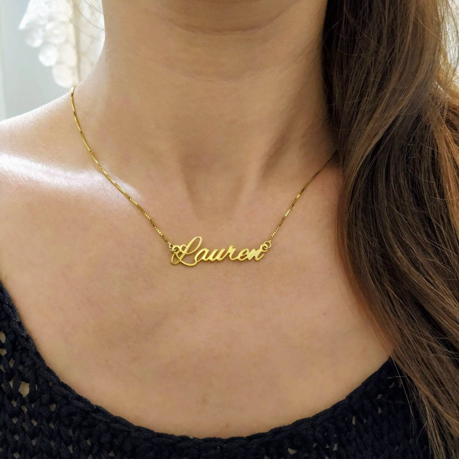 Name Necklace Nameplate Pendant Script 