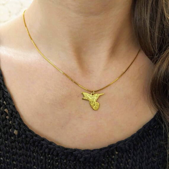 14k Solid Gold Bird Necklace Gold Bird 