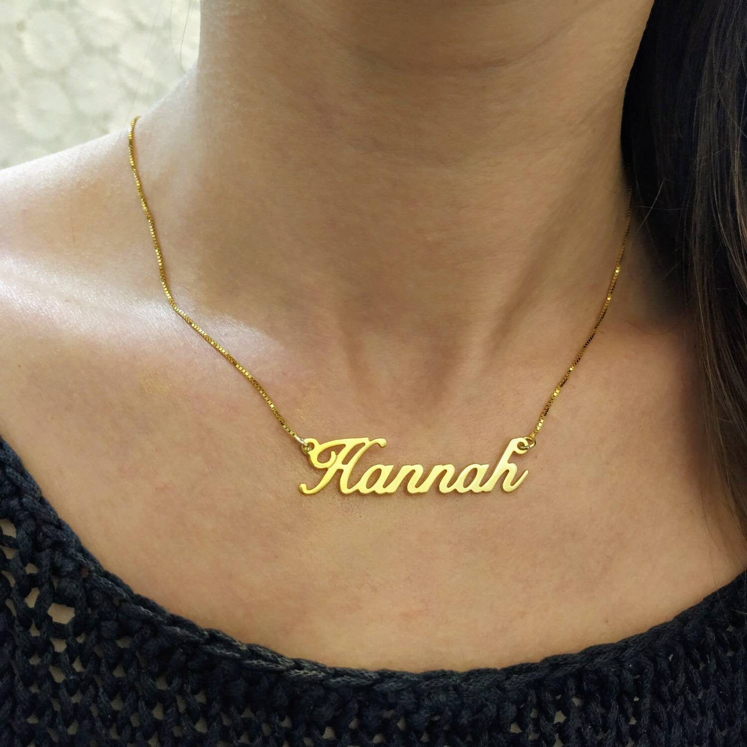 Custom Name Chain Gold Name Pendant Script Name Necklace 18k Gold Plated 925 Silver 14k Solid Gold Christmas Gift Personalized Etsy Canada