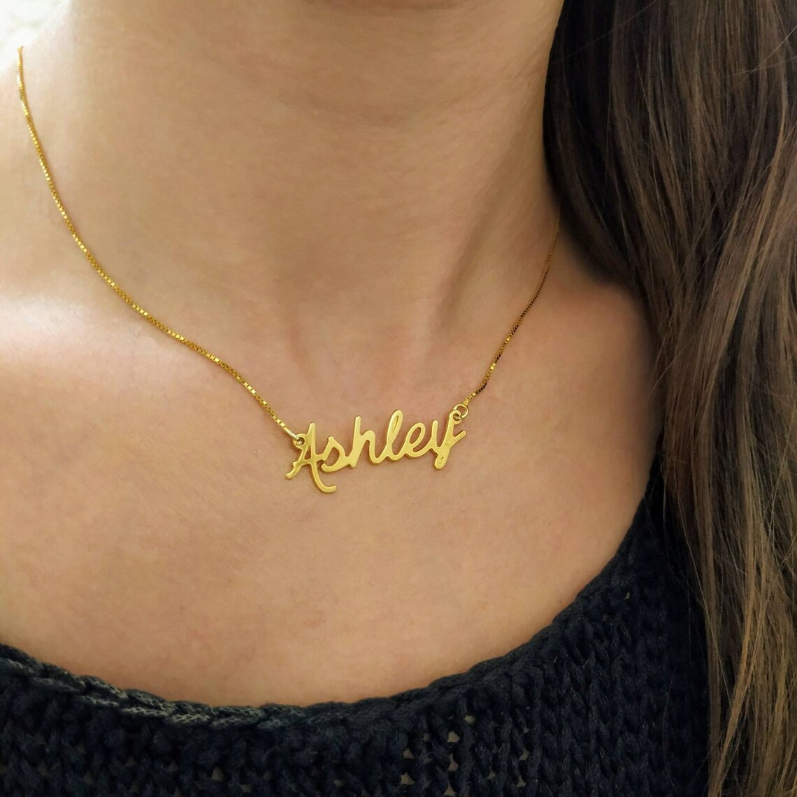 Gold Plated Name Necklace Custom Pendant Say My Name Chain Etsy