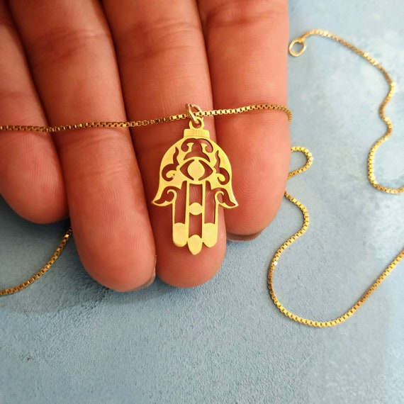 Gold Hamsa Hand Necklace - LL Loves