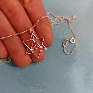 Merkaba Star - Tetrahedron Necklace - Sacred Geometry - Kabbalah Jewelry - Star Of David Pendant - Gift -925 Silver -14k Solid Gold