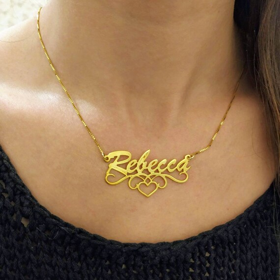 custom gold cursive necklace