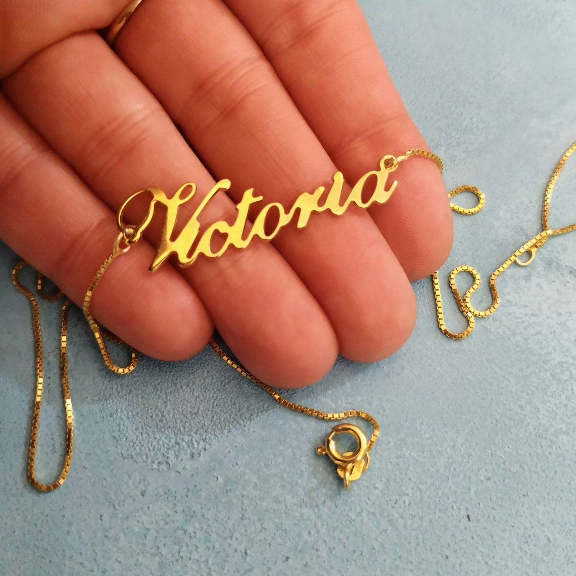 Gold Plated Nameplate Pendant Customized Necklace Etsy