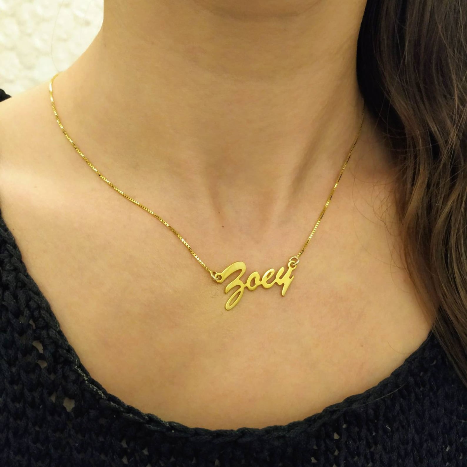 Custom Gold Name 14k Gold Nameplate Nameplate Necklace Etsy