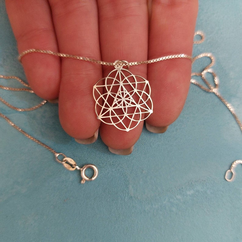 Which Spiritual Jewelry Collections do you want? 5 Seed Of Life Merkaba Necklace Kabbalah Flower Of Life Jewelry Magen David Mandala Bohemian Boho Holiday Gift 925 Silver 14k Solid Gold image 1