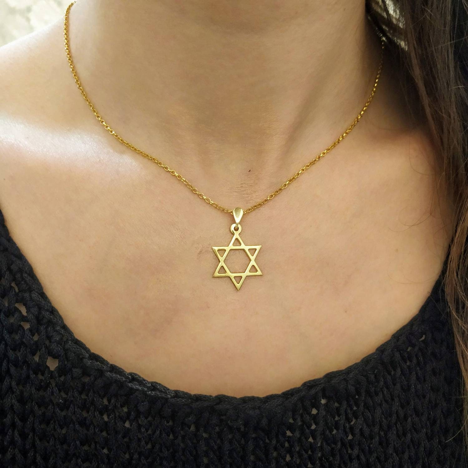 18k Gold Plated Magen David Charm Star 