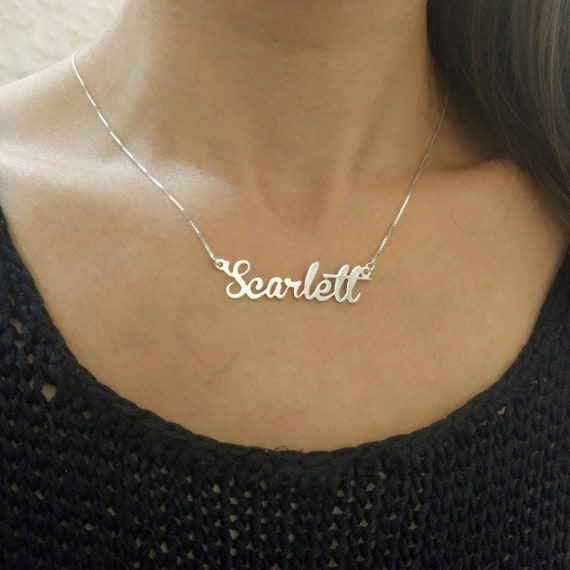 Personalized Solid Sterling Silver Nameplate Necklace