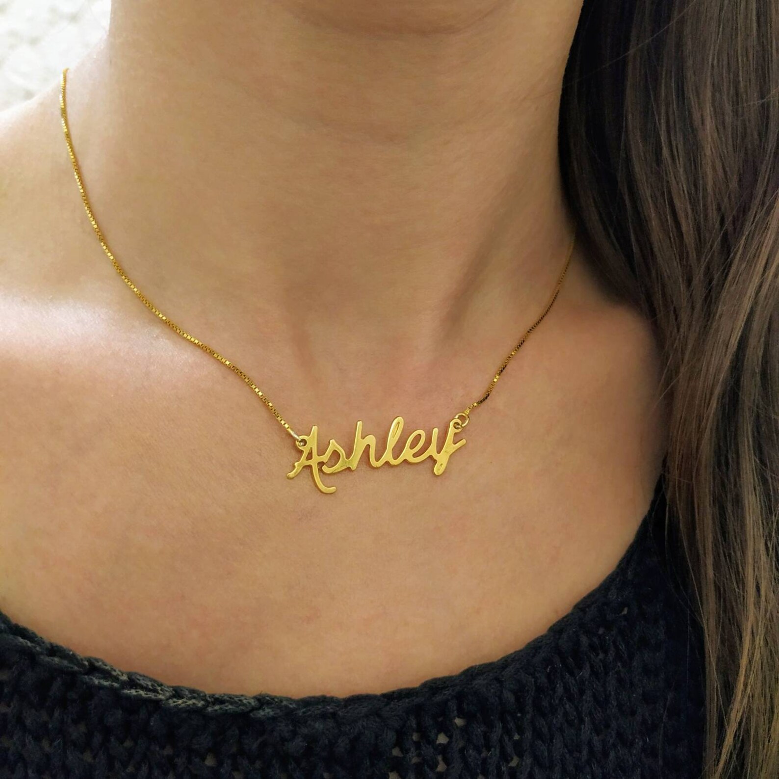 Gold Plated Name Necklace Custom Pendant Say My Name Chain Etsy