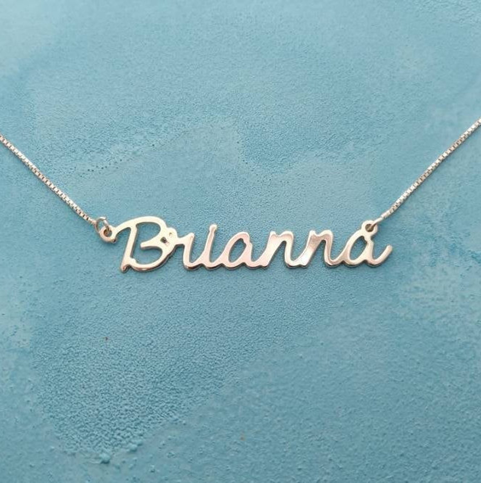 etsy name necklace silver