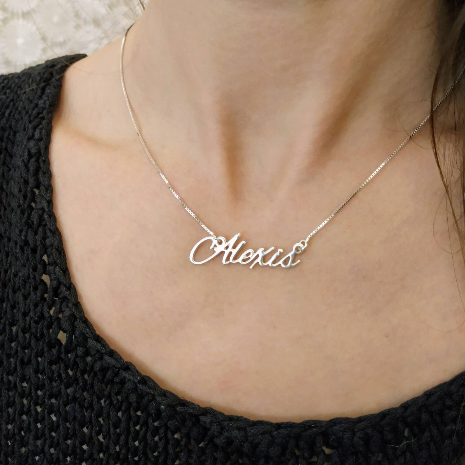 925 Sterling Silver Customized Pendant My Name Necklace Cursive Necklace Alexis