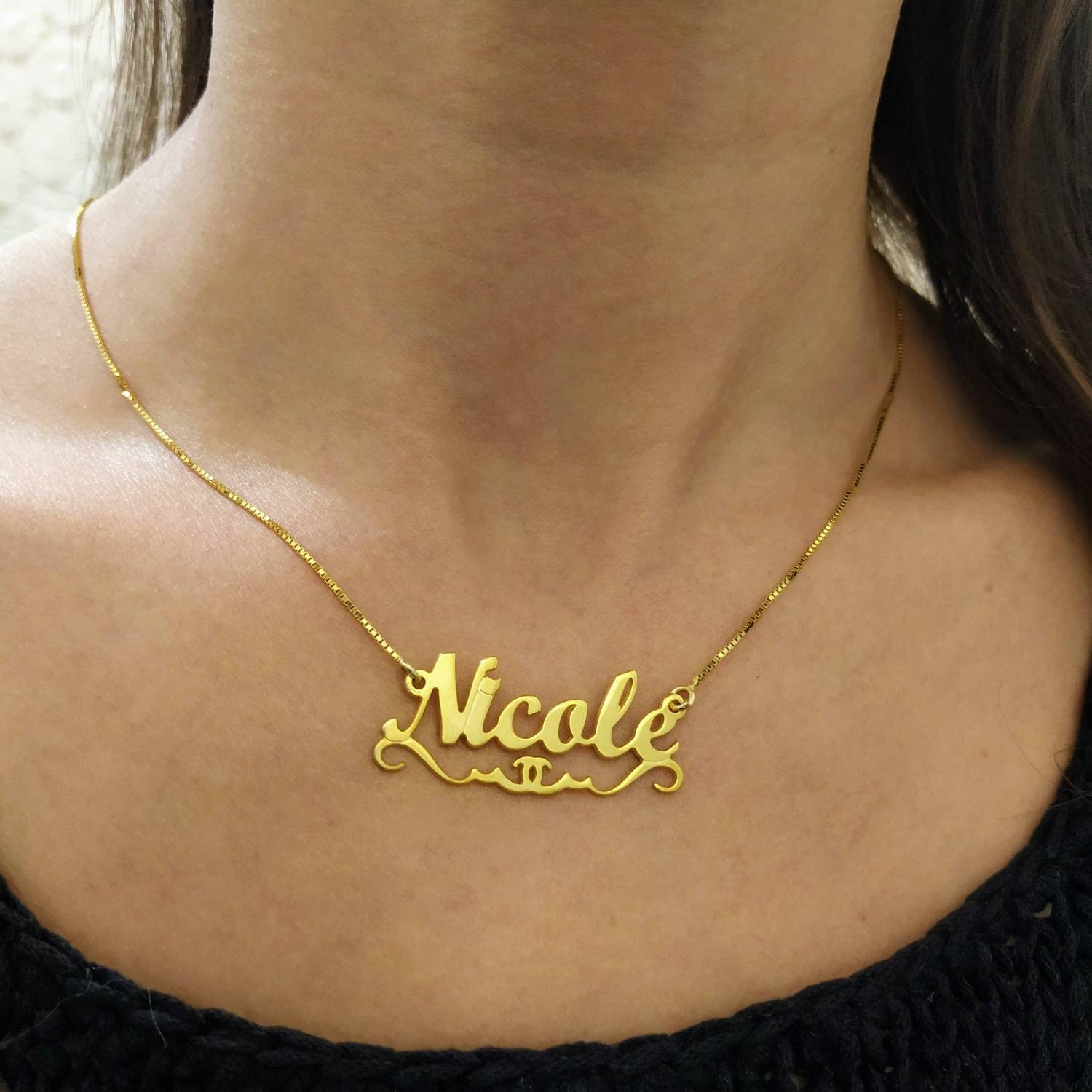 14k Real Gold Name Necklace Personalized Name | Etsy