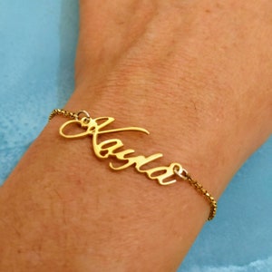 14k Solid Gold - Name Bracelet Gold - Custom Name Bracelet - Name Bracelet - Dainty Bracelet - Nameplate Bracelet - Christmas Gift - Kayla