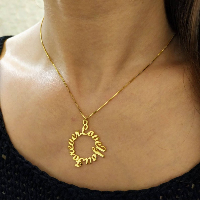 Gold Plated Personalized Sentence Pendant Gold Name Necklace Etsy