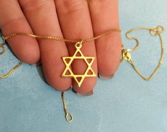 14K Solid Gold - Shield of David - Jewish Star - Star Of David - Jewish Necklace - Kabbalah Necklace - Sacred Geometry - Jewish Symbol- Gift