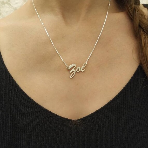 Silver Name Necklace Personalized Name 