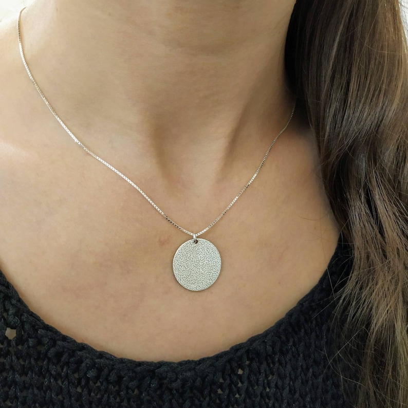 925 Silver Engraved Maze Charm Necklace