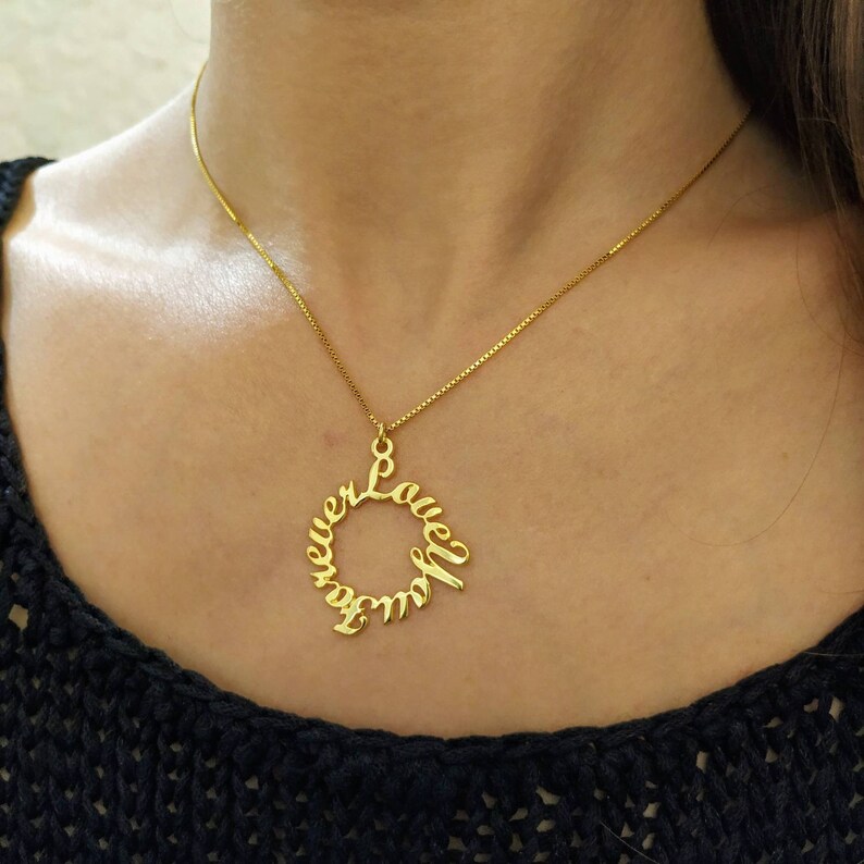 Gold Plated Personalized Sentence Pendant Gold Name Necklace Etsy
