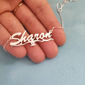 925 Silver Name Pendant necklace - Personalized Cursive Name plate chain