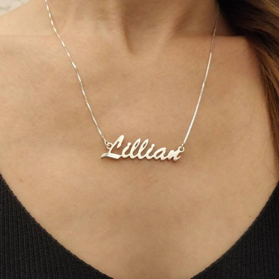 Custom Made Nameplate Necklace Silver 