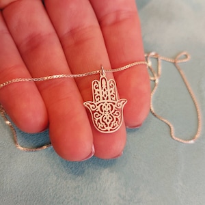 925 Silber Hamsa Halskette - Hand Anhänger - Hamsa Hand Anhänger - Fatima Hand - Hamsa Charm - Zierliche Halskette - Geschenk für Frau - Geschenk für Ihn