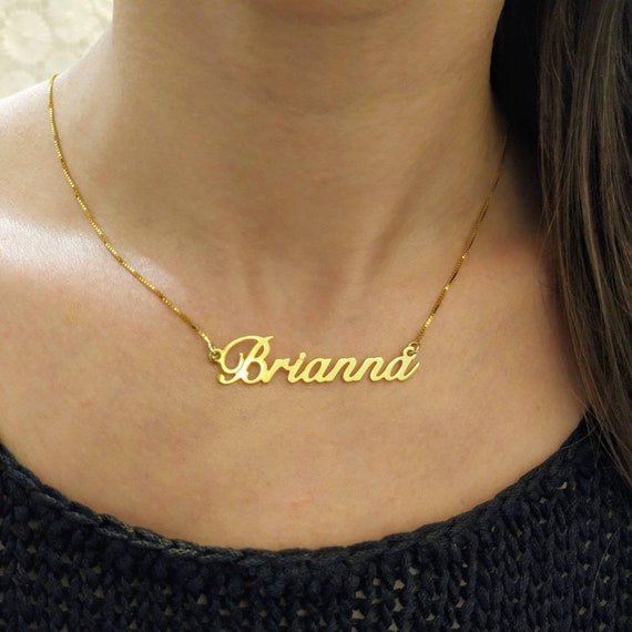 Gold Plated Nameplate Necklace Custom 
